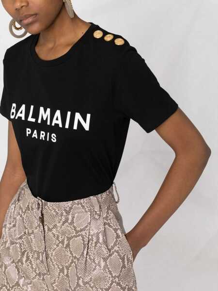 Tricouri Balmain Logoed T-Shirt NOIR/BLANC Femei (BM 10001081) 3