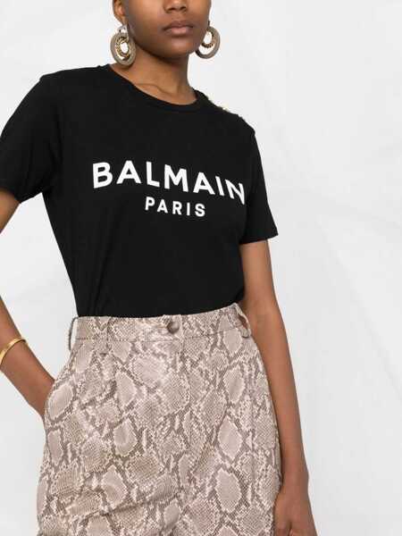 Tricouri Balmain Logoed T-Shirt NOIR/BLANC Femei (BM 10001081) 5
