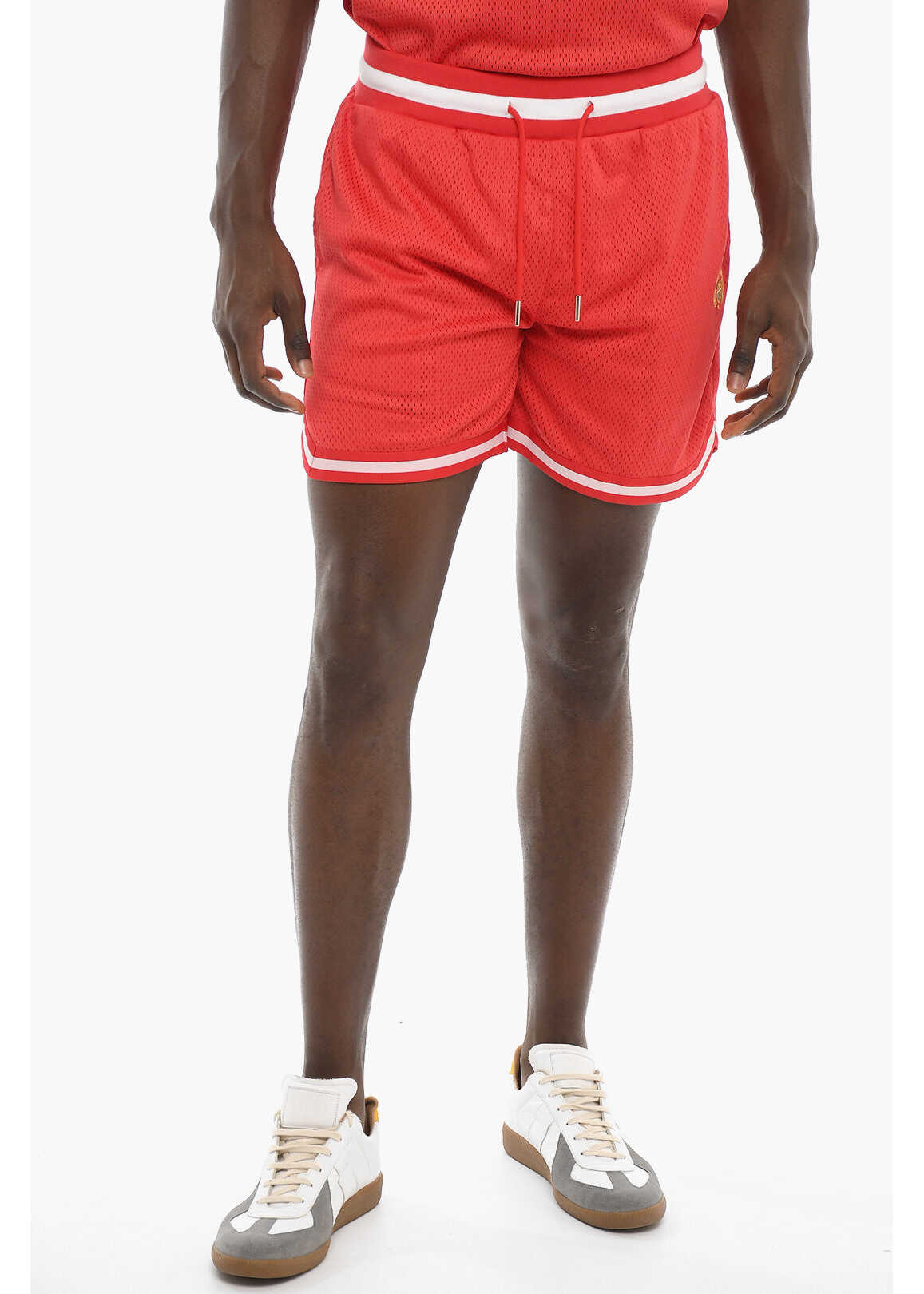 Bel-Air Athletics Perforated Basketball Shorts With Drawstring Waist Red