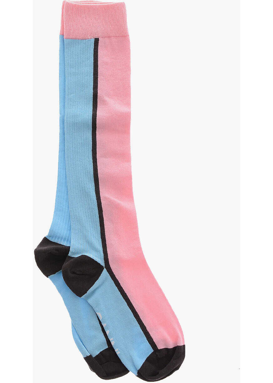 Ganni Two-Tone Ribbed Long Socks Light Blue