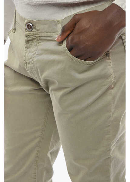 Pantaloni casual CORNELIANI Id Stretchy Cotton 5-Pocket Pants With Embroidered Logo Military Green Barbati (BM 10006493) 3