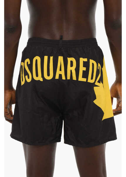 Sorturi de baie DSQUARED2 Swim Shorts With Contrast Print Black Barbati (BM 10006808) 2