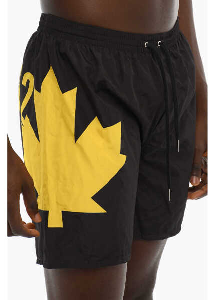 Sorturi de baie DSQUARED2 Swim Shorts With Contrast Print Black Barbati (BM 10006808) 3