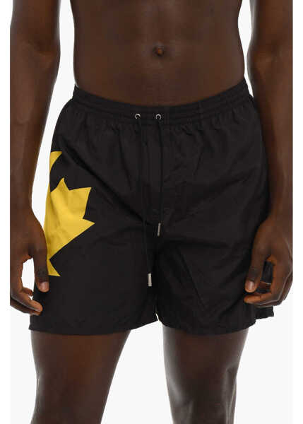 Sorturi de baie DSQUARED2 Swim Shorts With Contrast Print Black Barbati (BM 10006808) 1