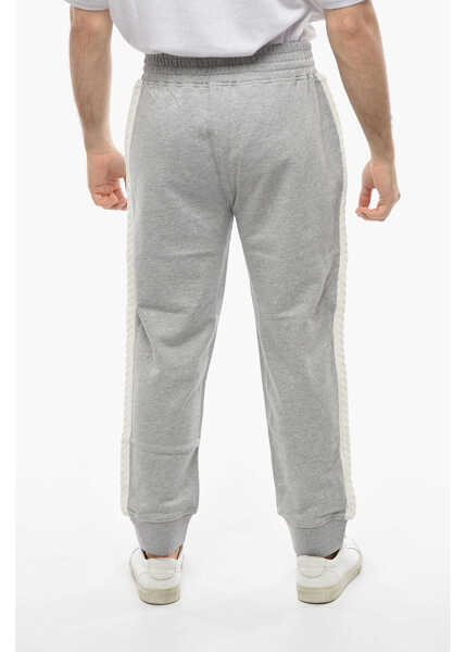 Pantaloni de trening Neil Barrett Cotton Loose Fit Sweatpants With Knitted Side Bands Gray Barbati (BM 10007144) 2