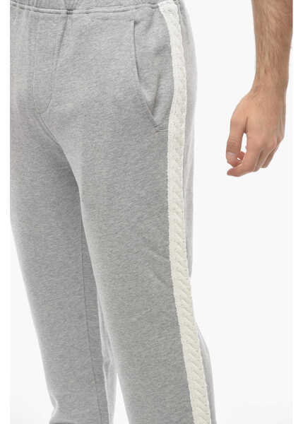 Pantaloni de trening Neil Barrett Cotton Loose Fit Sweatpants With Knitted Side Bands Gray Barbati (BM 10007144) 3
