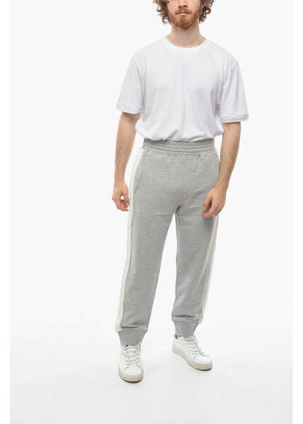 Pantaloni de trening Neil Barrett Cotton Loose Fit Sweatpants With Knitted Side Bands Gray Barbati (BM 10007144) 4