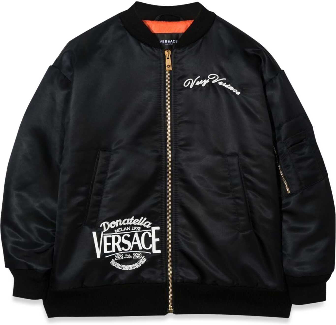 Versace Donatella Embroidery Bomber Jacket BLACK