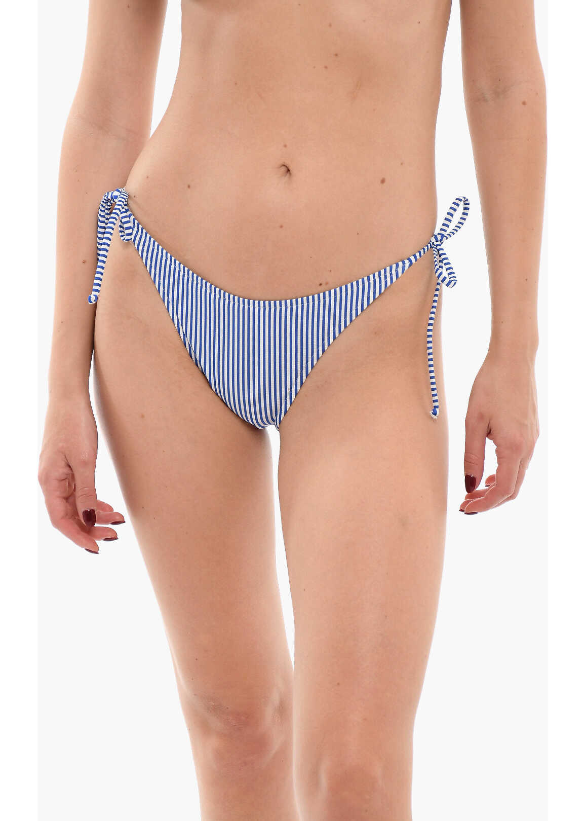 Moschino Swim Awning Striped Bikini Bottom With High Cut White image0