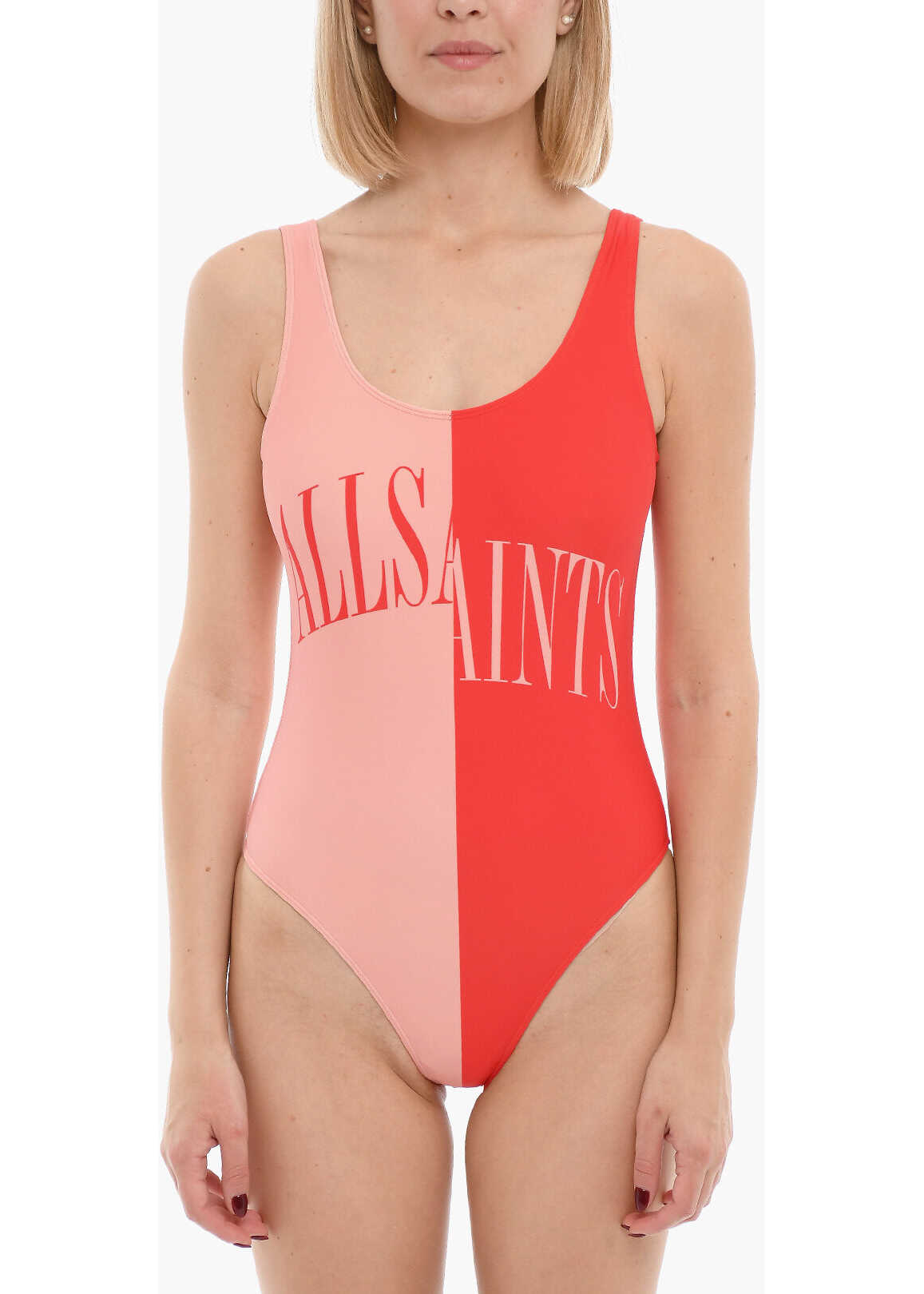 AllSaints Two-Tone One-Piece Mia Swimsuit With Open On The Back Pink image11