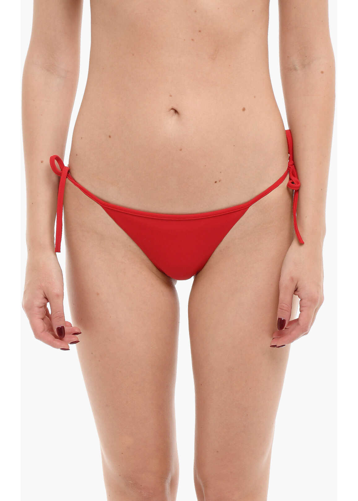 DSQUARED2 Icon Solid Color Tie-Side Bikini Bottom With Printed Logo Red image6