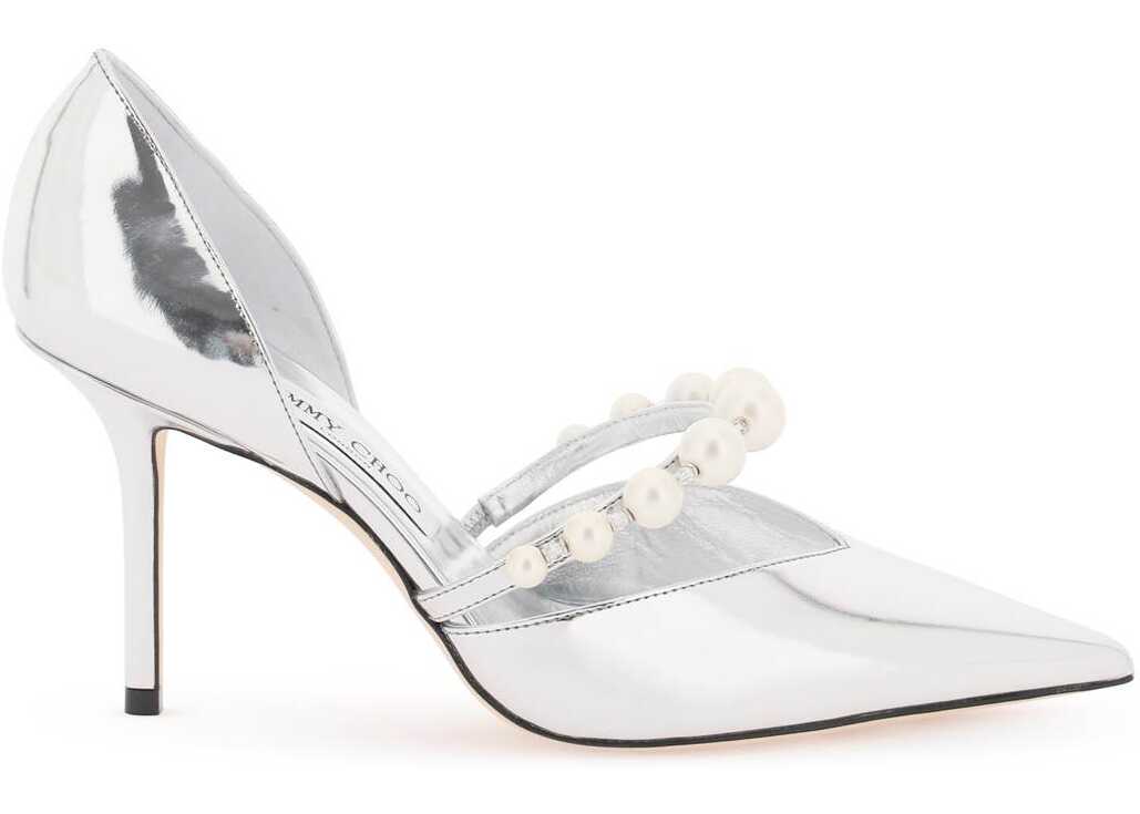 Jimmy Choo Pumps Aurelie 85 With Pearls SILVER WHITE image13