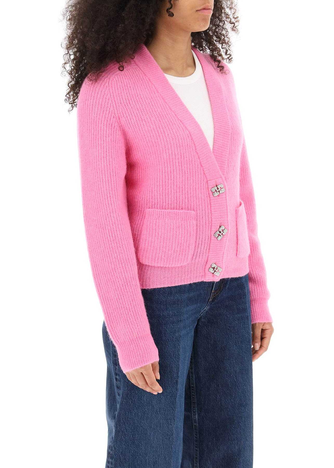 Ganni Wool Cardigan With Jewel Buttons WILD ORCHID image2