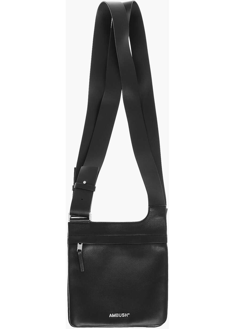 AMBUSH Leather Double Crossbody Bag Black