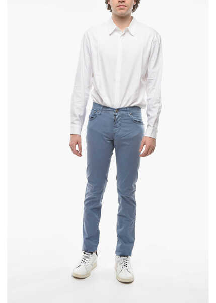 Pantaloni casual CORNELIANI Id Luxury Denim Stretchy-Cotton 5-Pocket Pants Light Blue Barbati (BM 10013942) 4