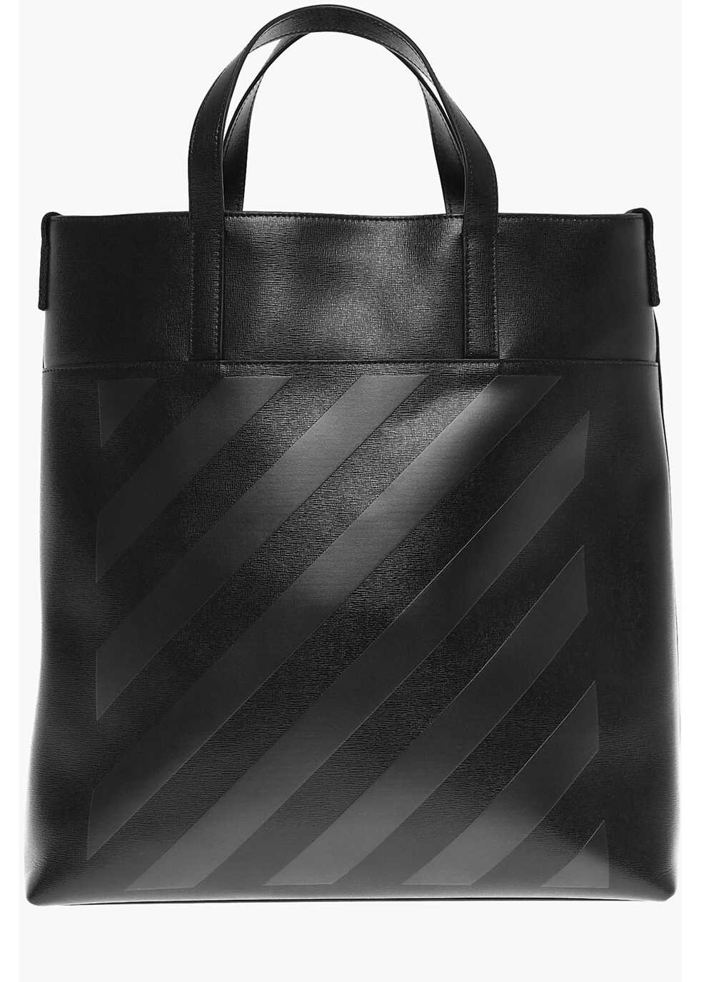Off-White Leather 3D Diag Saff Tote Bag Black