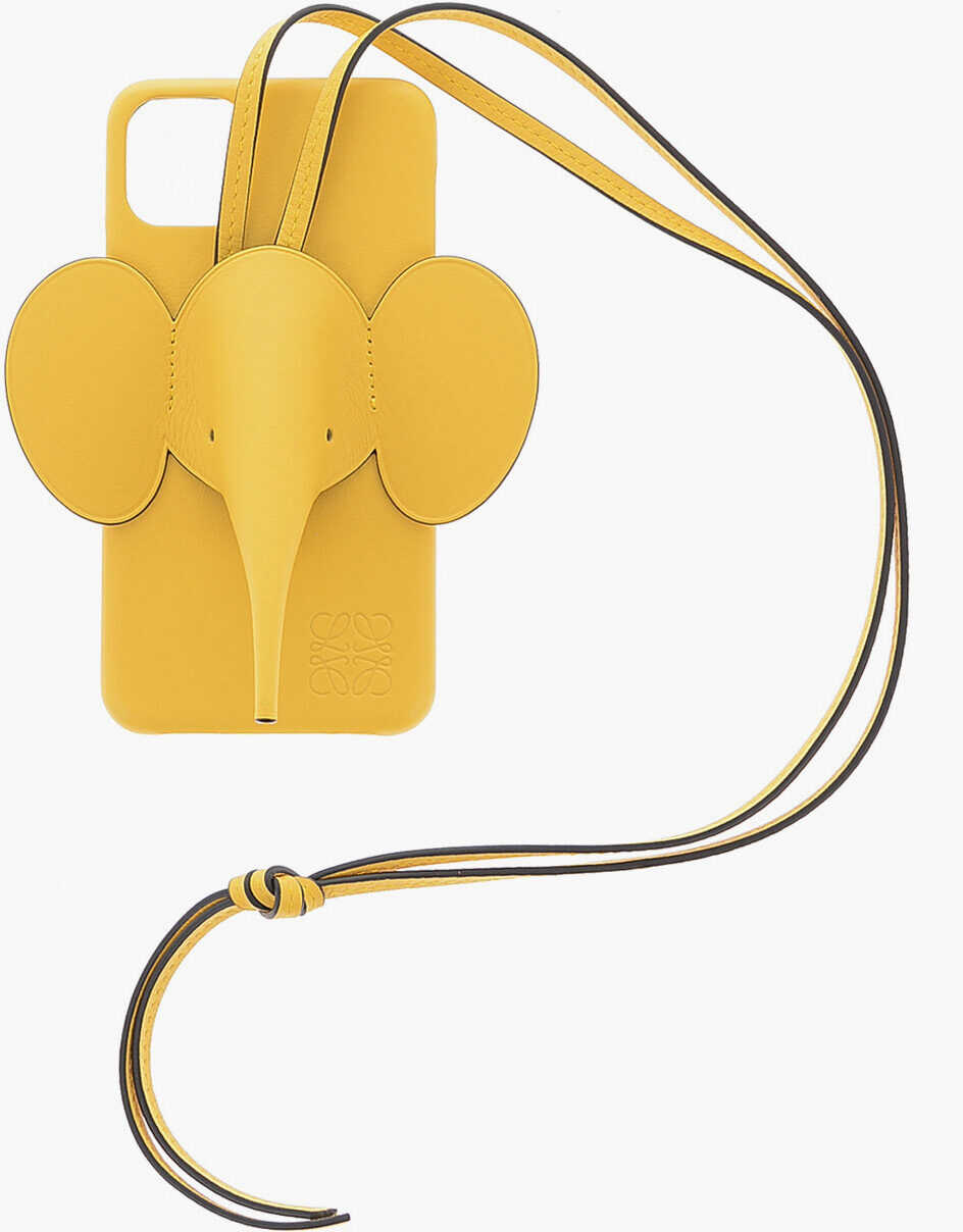 Loewe Leather 11 Pro Max Iphone Case With Elephant Shaped Motif Yellow