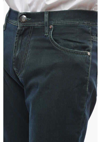 Blugi slim fit CORNELIANI Id Luxury Denim Embroidered Denims With Acid Wash 18,5Cm Green Barbati (BM 10015307) 3