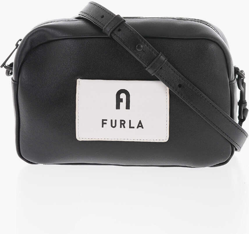 Furla Leather Iris Crossbody Bag With Contrasting Detail Black