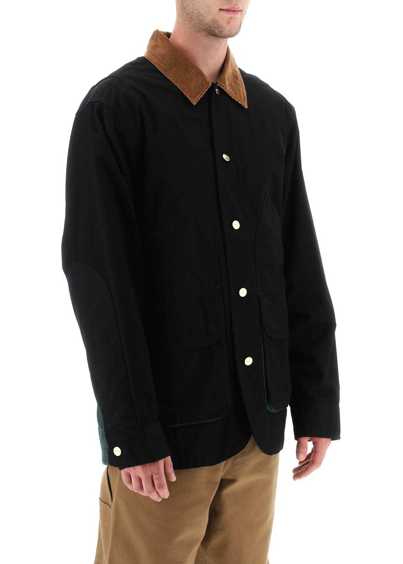 CARHARTT WIP \'Heston\' Cotton Shirt Jacket BLACK DISCOVERY GREEN