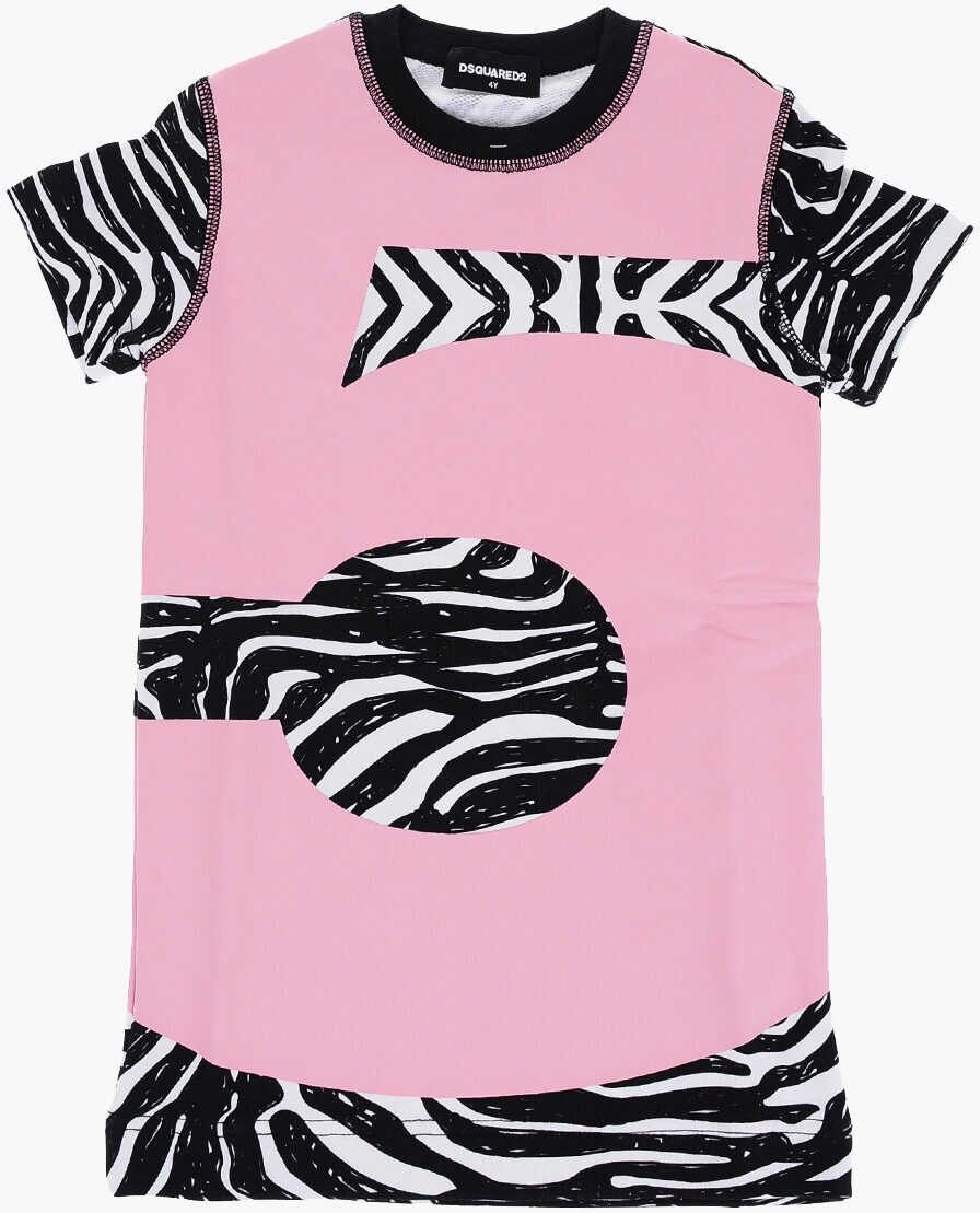 DSQUARED2 Sport Edtn.05 Coated-Cotton Dress With Animal Details Pink