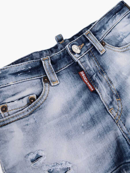 Pantaloni scurti DSQUARED2 Vintage Effect Stretch Denim Shorts Blue Fete (BM 10023665) 2