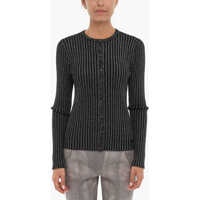 Cardigane Ribbed Lurex Crew-Neck Cardigan Femei