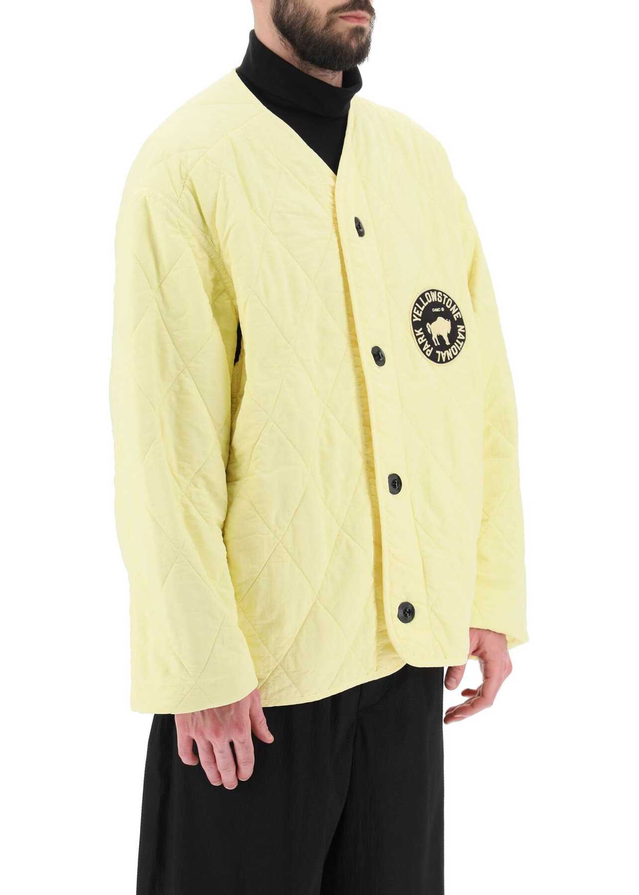 OAMC \'Denali\' Quilted Jacket With Print And Embroidery At Back LIGHT PASTEL YELLOW
