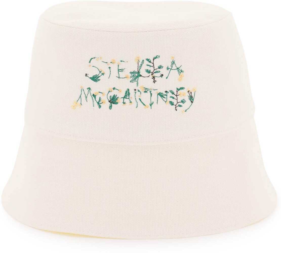 Stella McCartney Bucket Hat With Floral Logo Embroidery FROST