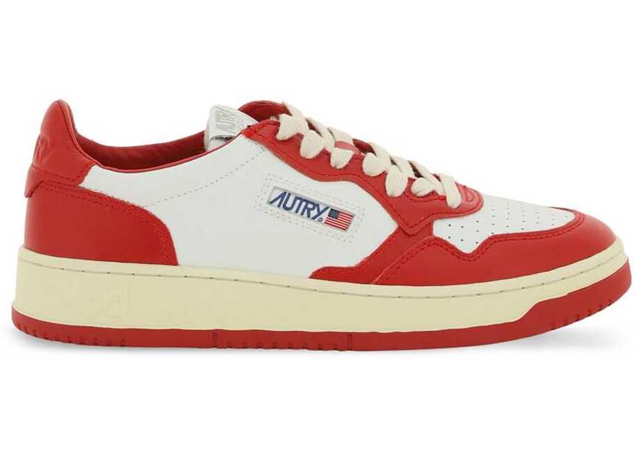 AUTRY Leather Medalist Low Sneakers WHITE RED