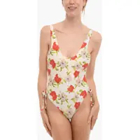 Costume de baie intregi Floral Patterned Tie-Side One-Piece Swimsuit Femei