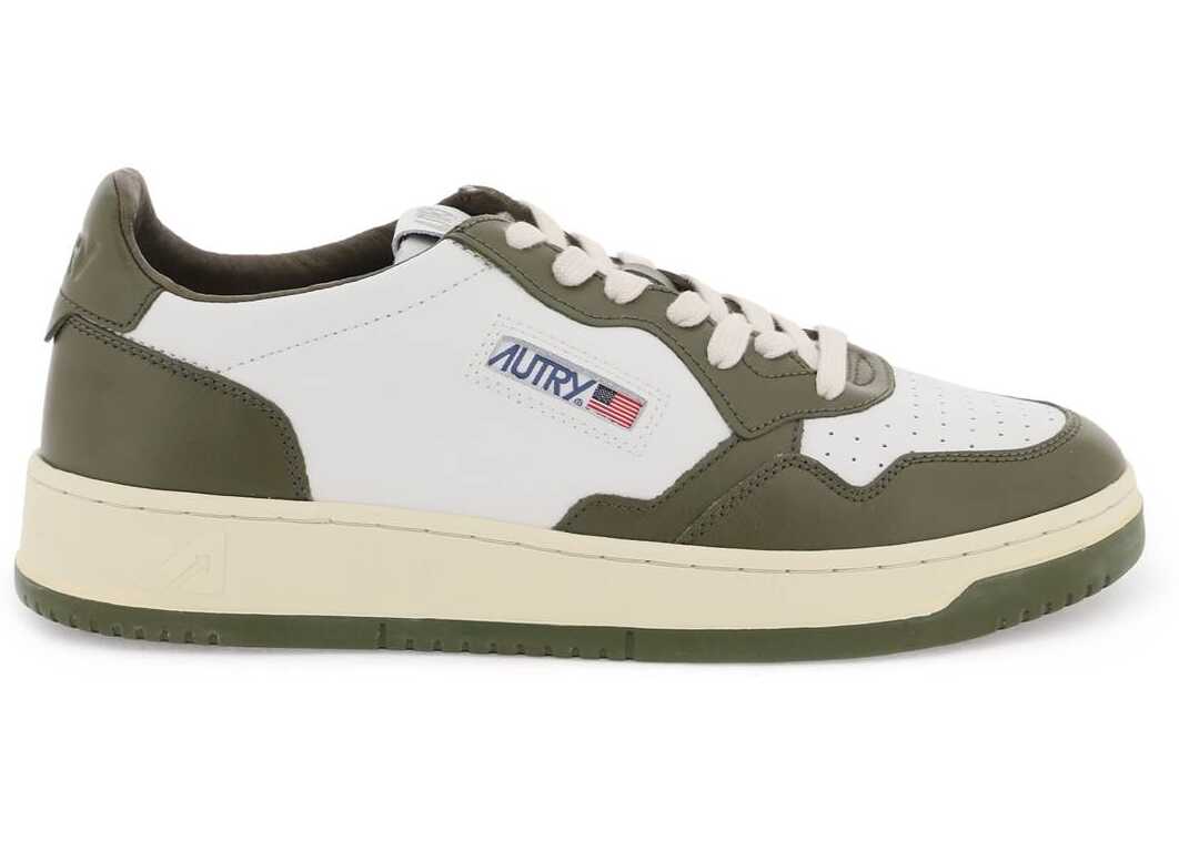 AUTRY Leather Medalist Low Sneakers WHITE OLIVE