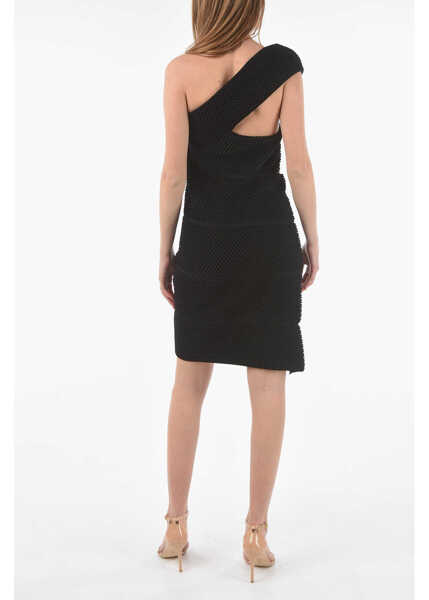 Rochii scurte Bottega Veneta One Shoulder Bubble Knit Mini Dress Black Femei (BM 10031123) 2