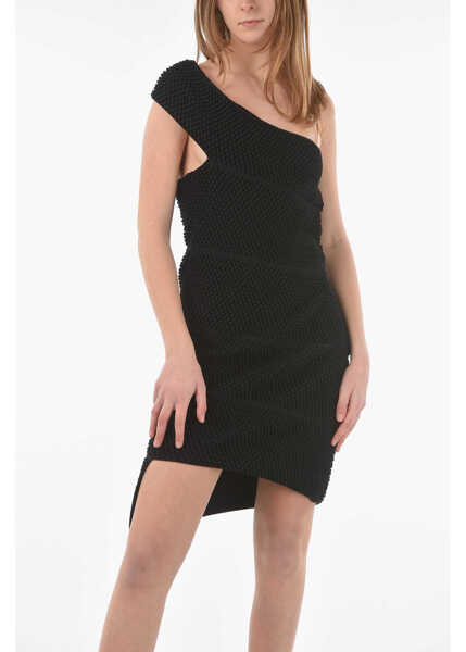 Rochii scurte Bottega Veneta One Shoulder Bubble Knit Mini Dress Black Femei (BM 10031123) 4