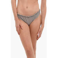 Bikini Awning Striped Bikini Bottom With Ruffle Details Femei