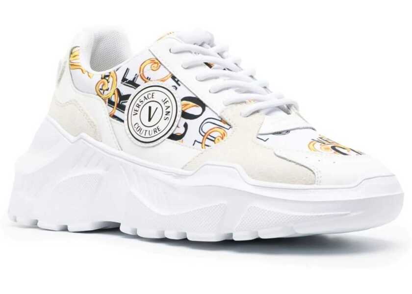 Sneakers Versace Jeans Couture Baroque Motif Sneakers With Suede Details 7Cm White Femei (BM 10031249) 2