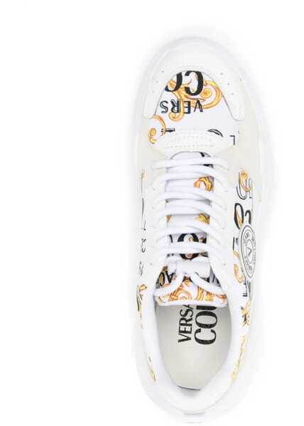 Sneakers Versace Jeans Couture Baroque Motif Sneakers With Suede Details 7Cm White Femei (BM 10031249) 4