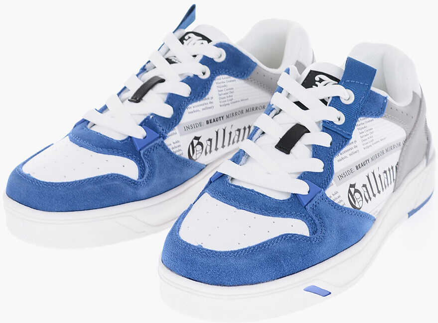 John Galliano Suede Details Low-Top Sneakers With Lettering Print White