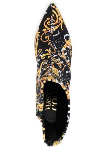 Botine Versace Jeans Couture Baroque Printed Point Toe Scarlett Sock Boots Black Femei (BM 10031603) 4