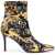 Versace Jeans Couture Baroque Printed Point Toe Scarlett Sock Boots Black