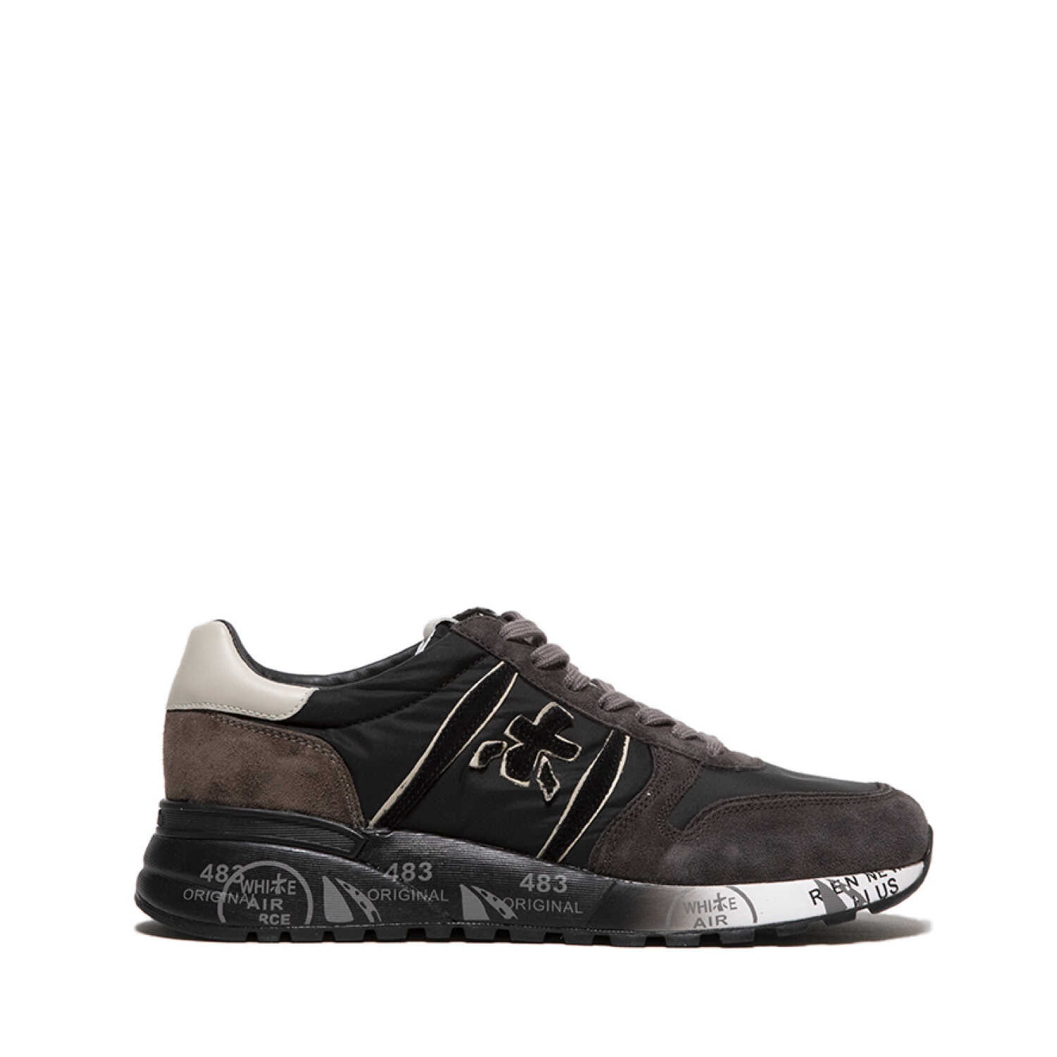 Premiata Sneaker Lander in suede grigio scuro e tessuto tecnico nero Grey