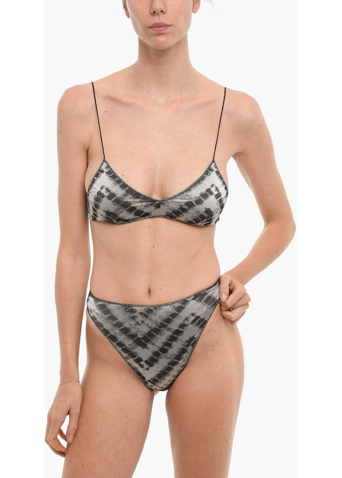 OSEREE Patterned Safari Bikini With Lurex Edges Gray