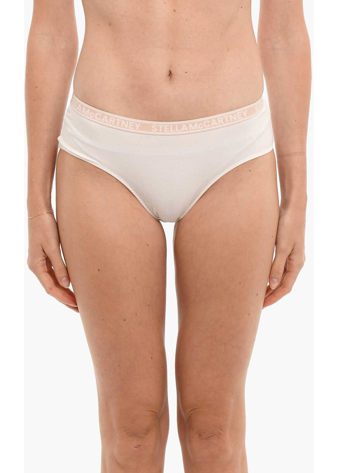Stella McCartney Stretch Cotton Briefs With Logoed Elastic Band White