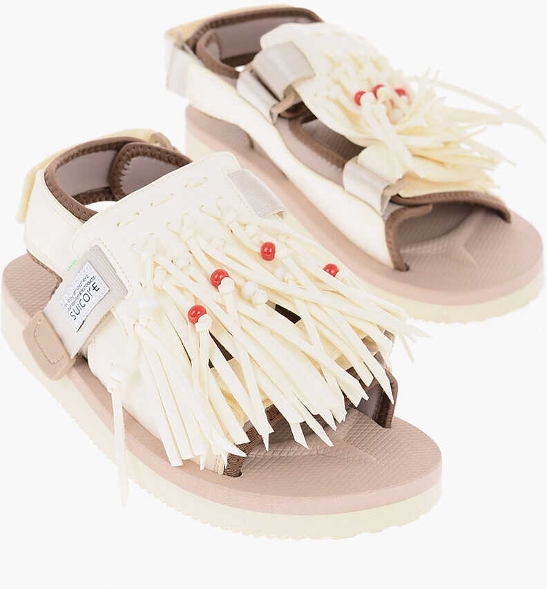 Suicoke Sandas Was With With Fringes And Beads Details White