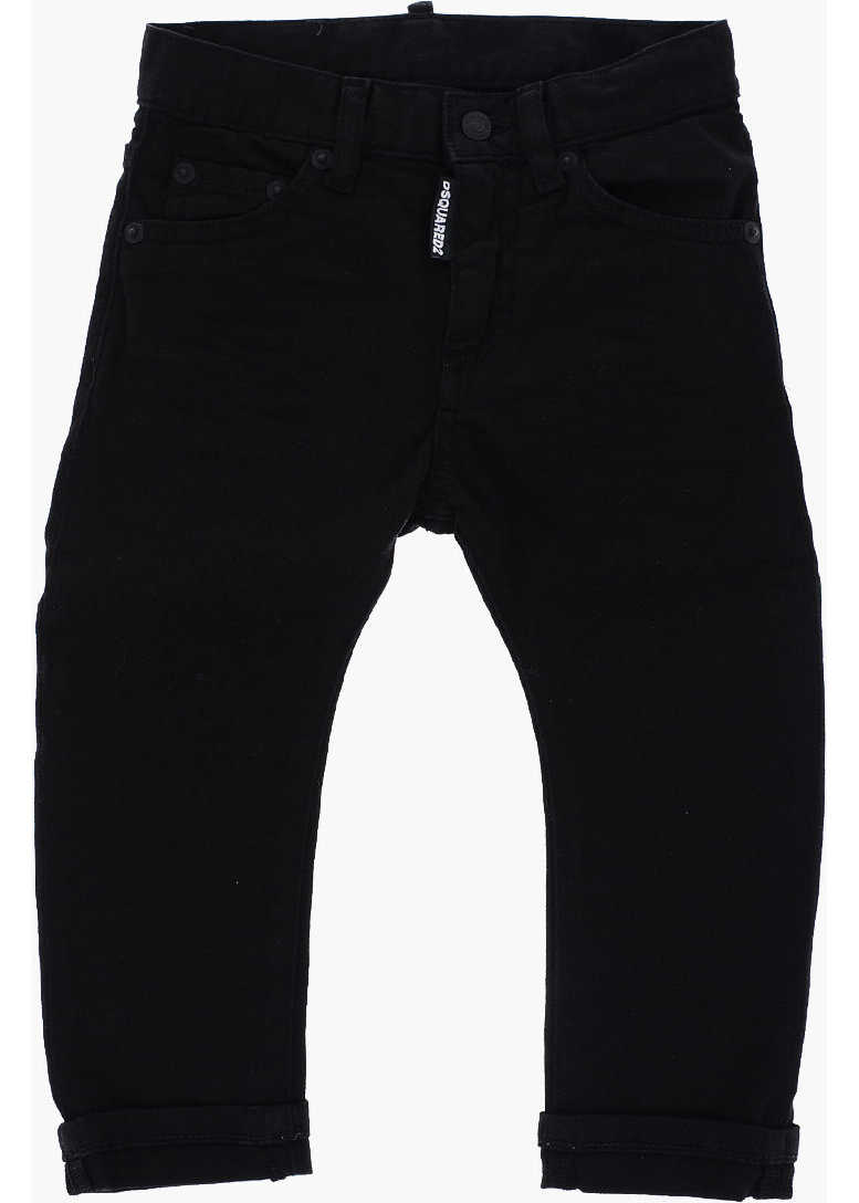 DSQUARED2 Black Bull Dark Wash Jeans With Tone On Ton Button Black
