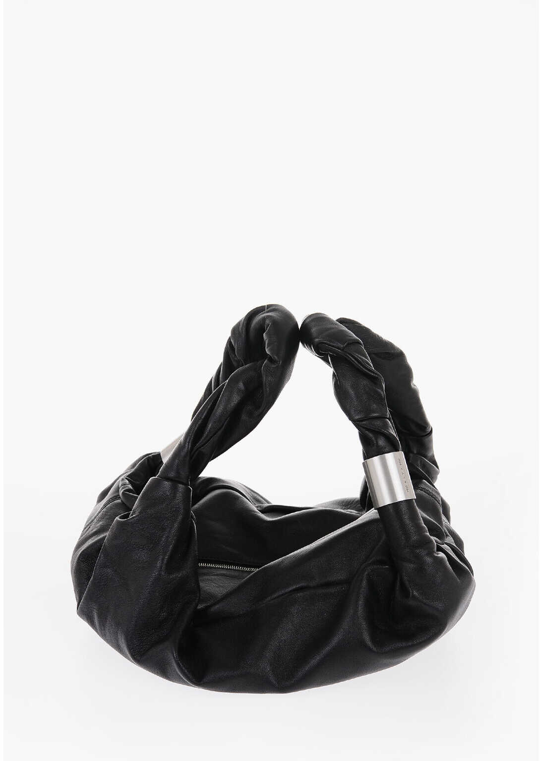 Alyx Solid Color Leather Twisted Backpack Black