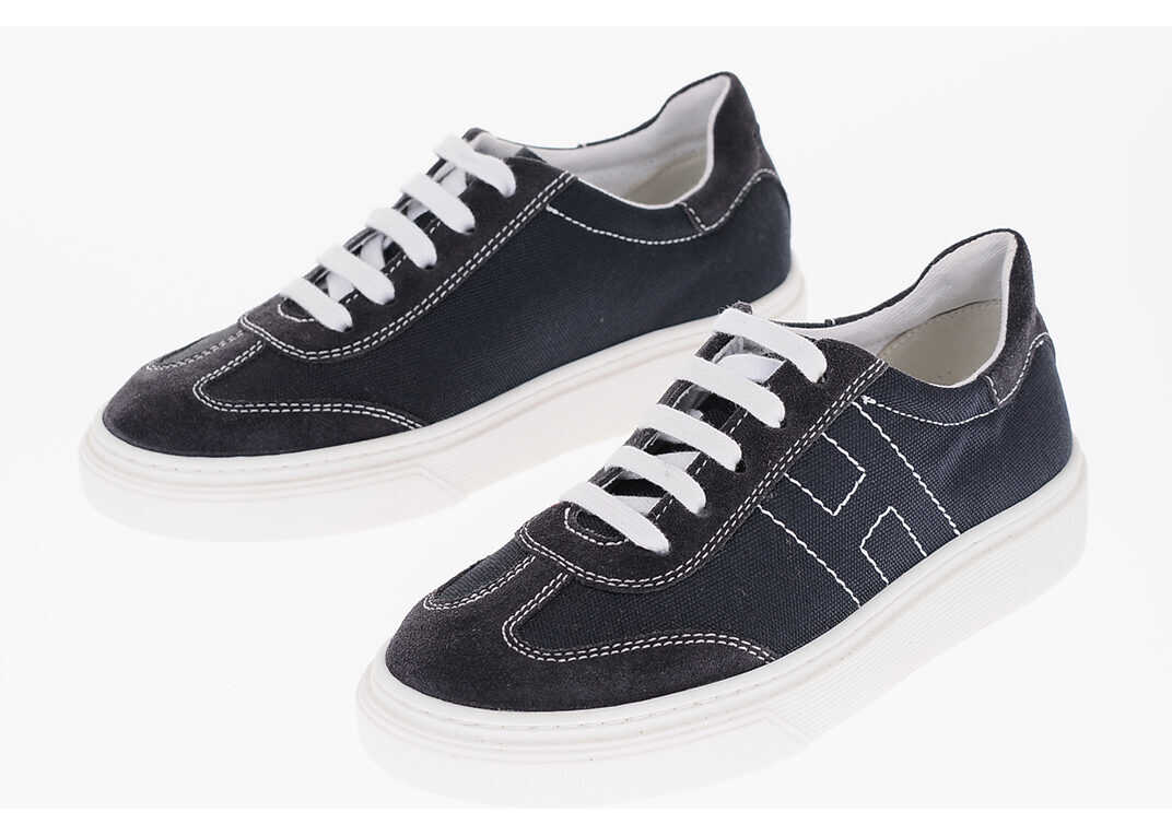 Hogan Fabric Low Top Sneakers With Suede Trims Blue