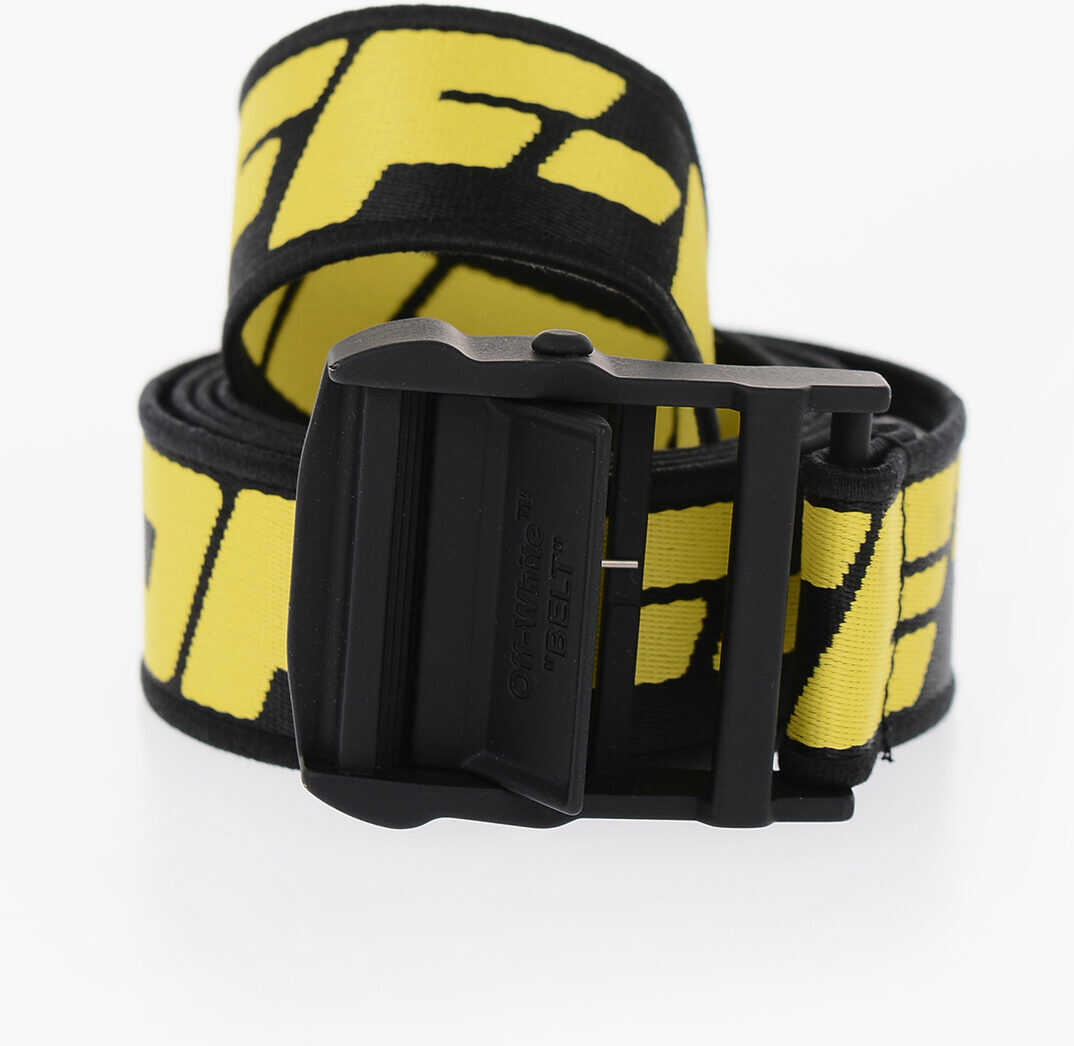 Off-White All Over Contrast Logo Embroidered Tape Industrial Belt Black
