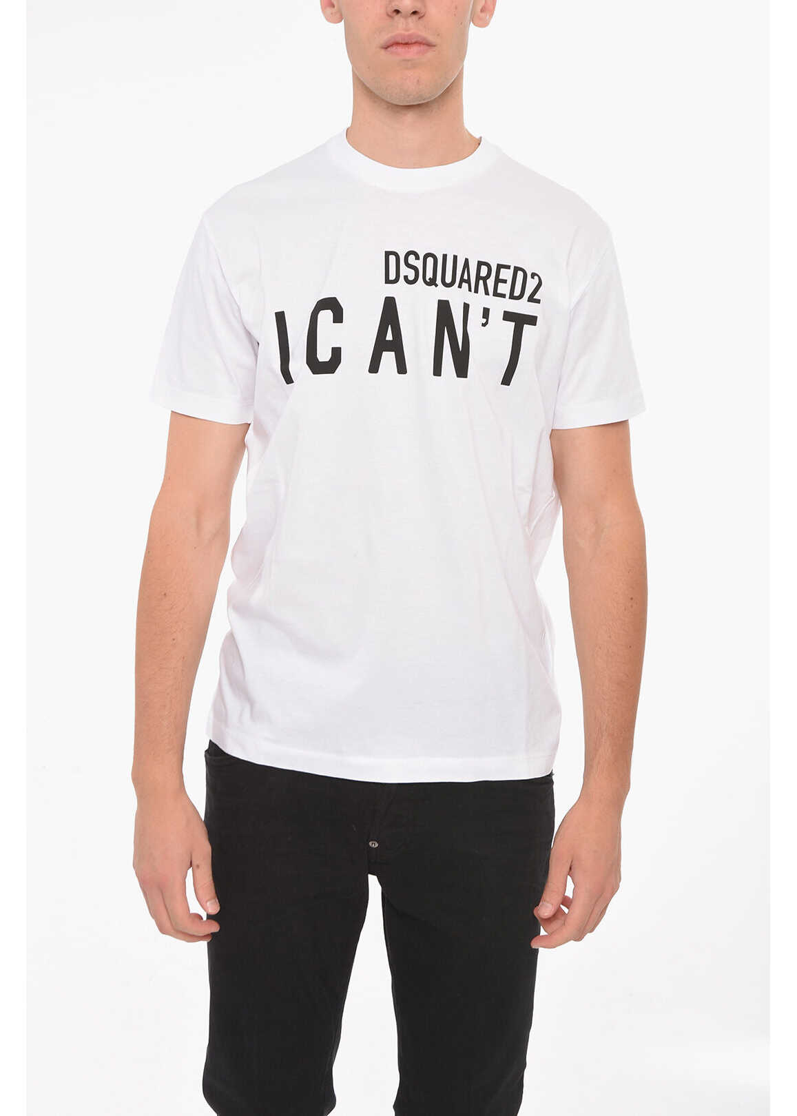 DSQUARED2 Crewneck T-Shirt With I Can\'t Print White