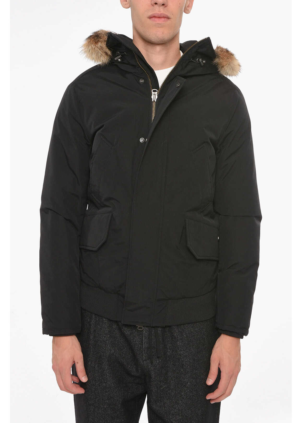 Woolrich Northern Puffer Jacket With Canadian Coyote Fur Black